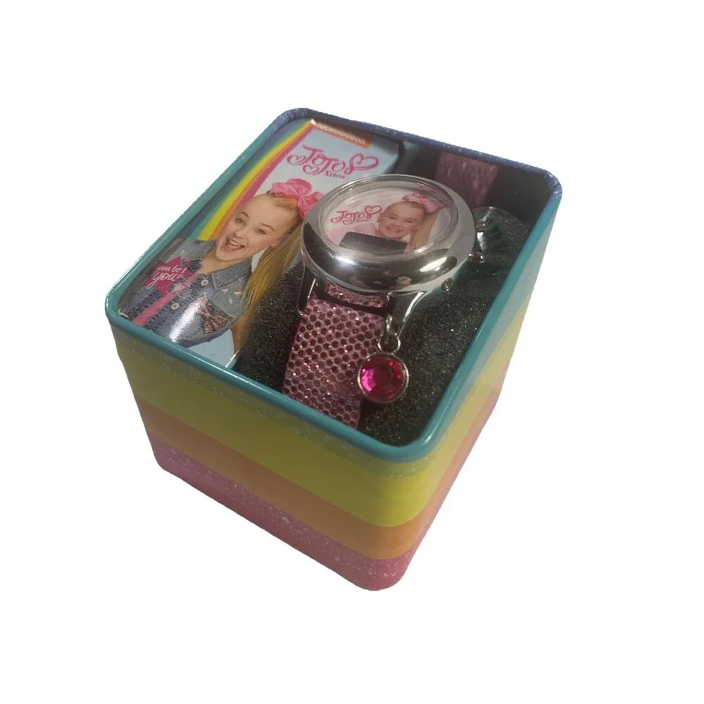 Nickelodeon Jojo Siwa Live Your Dreams Girls Watch Pink Band & Charm + Tin